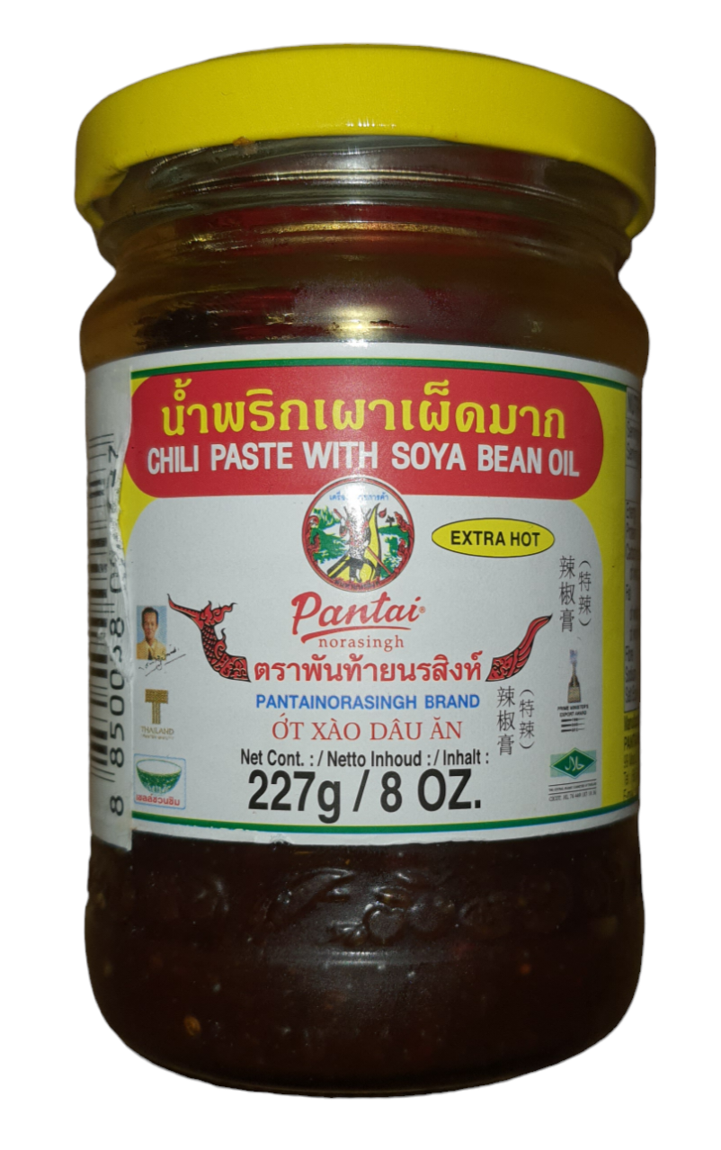 Pâte piment thai nam prik pao 227 g --Chilli paste with soya bean oil-น้ำพริกเผาตราพันท้ายนรสิงห์