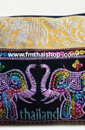 pochette brodée jaune